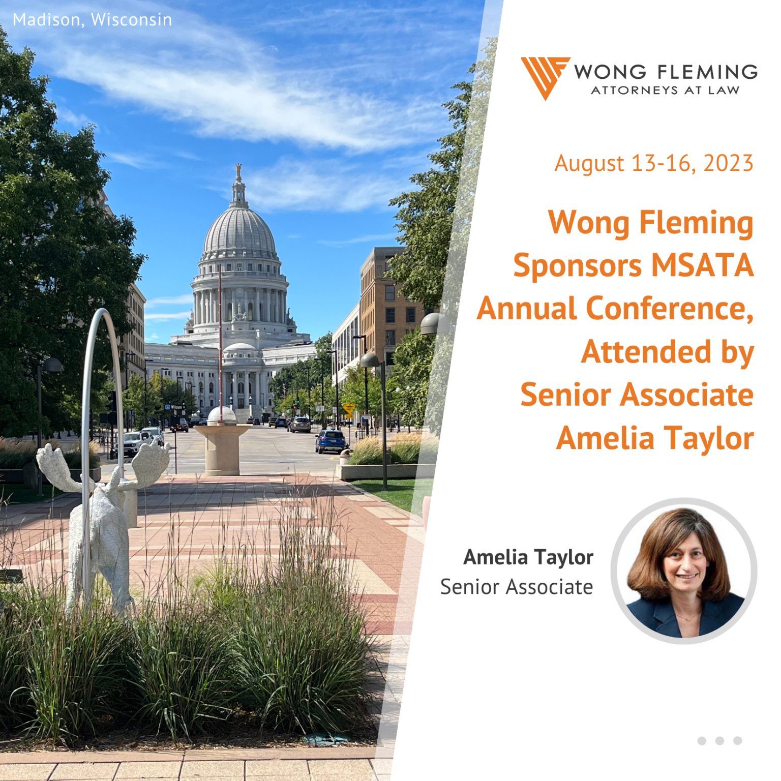 Header image - Wong Fleming Sponsors MSATA Annual Conference, Attended by Senior Associate Amelia Taylor